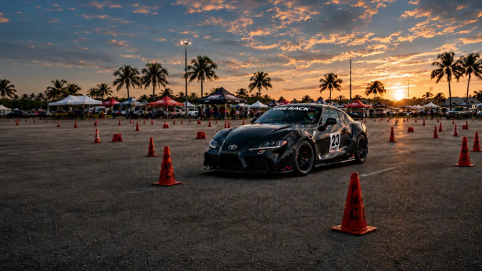 Car competing at a Performance Motorsport Club autocross event